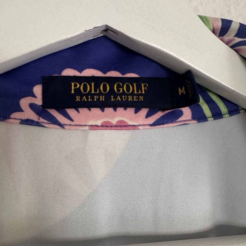 Ralph Lauren Polo Golf Shirt Sz M Bright Floral Print Long Sleeve 1/4 Zip Colors - Picture 12 of 16